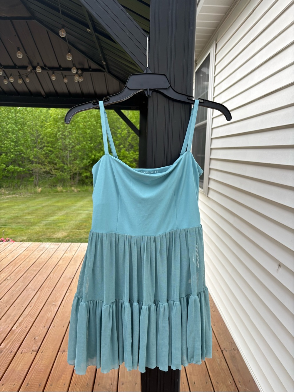 Light Blue Tiered Spaghetti-Strap Dress